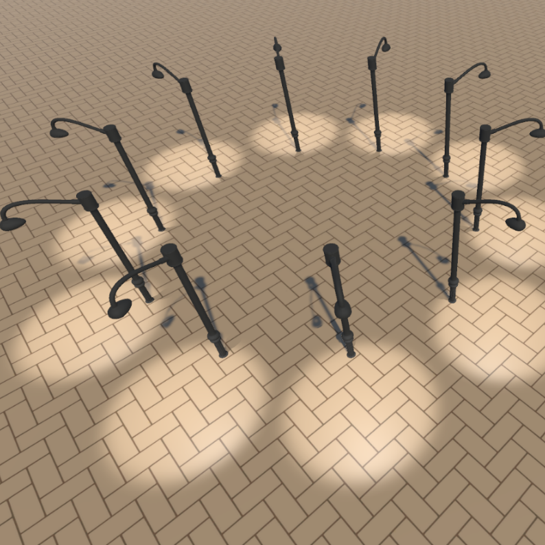 SplinePlacer result with repeated objects along a path